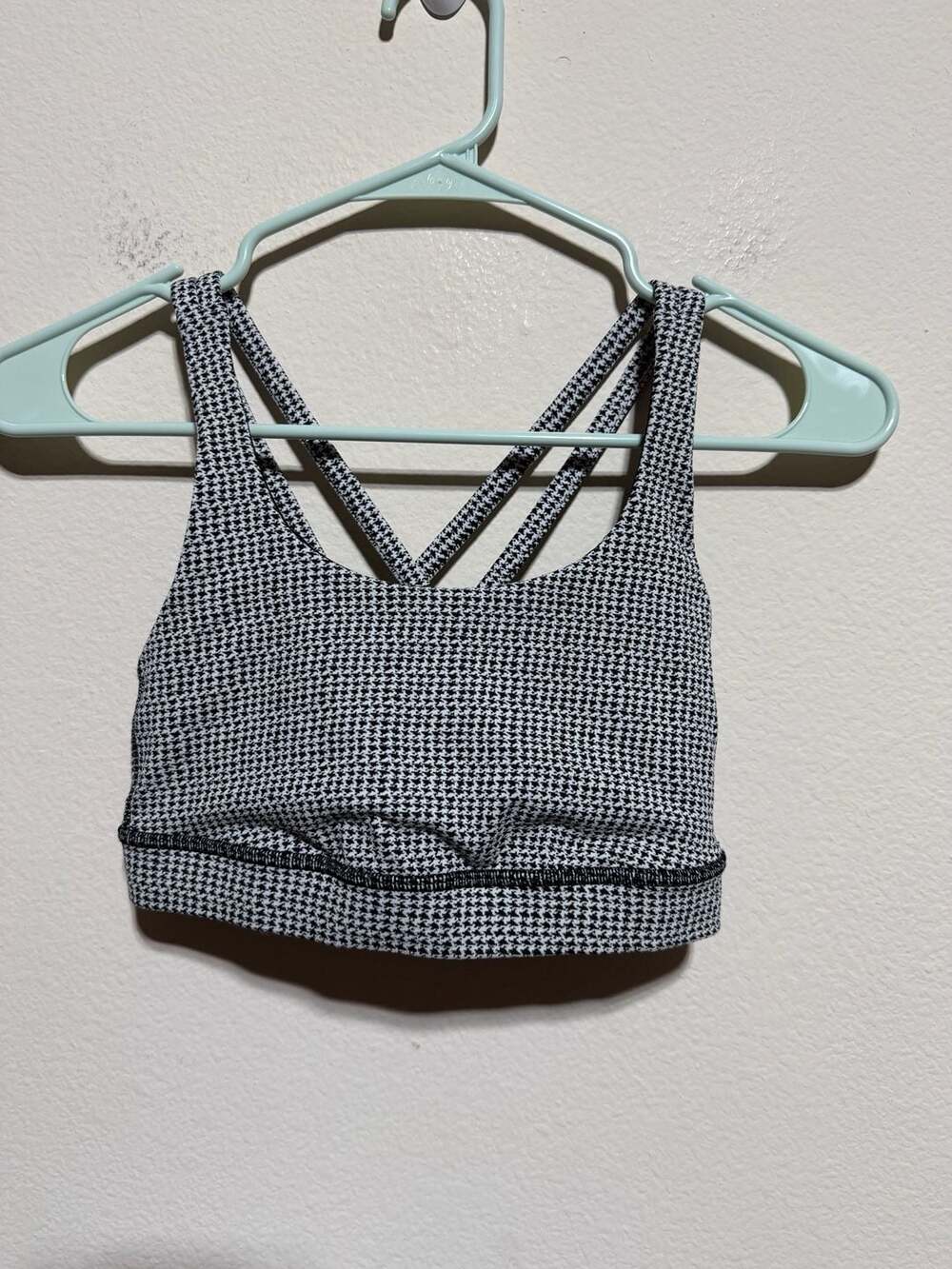 Lululemon Energy Bra Black White Houndstooth Size 4